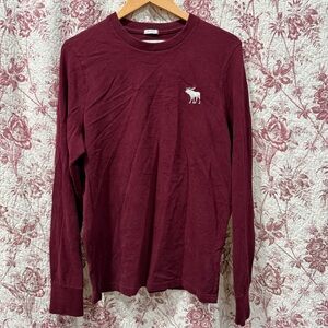 Abercrombie & Fitch Long Sleeve Tee Burgundy Moose Logo XXL